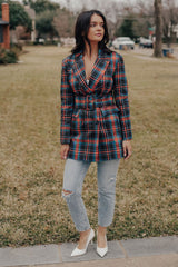 Serena Plaid Belted Blazer