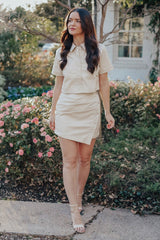 Beige Days Faux Leather Set - Skirt