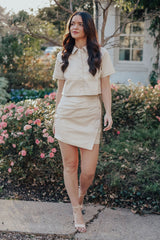 Beige Days Faux Leather Set - Skirt