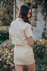 Beige Days Faux Leather Set - Skirt