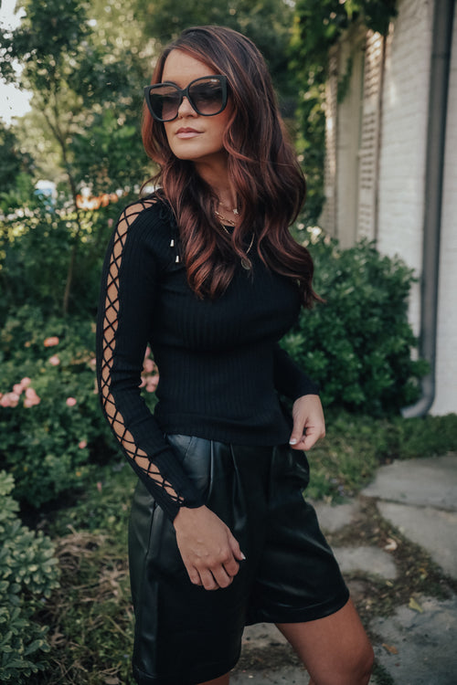 Lace Up Sleeve Top