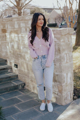 Purple Fuzzy Flower Cardigan