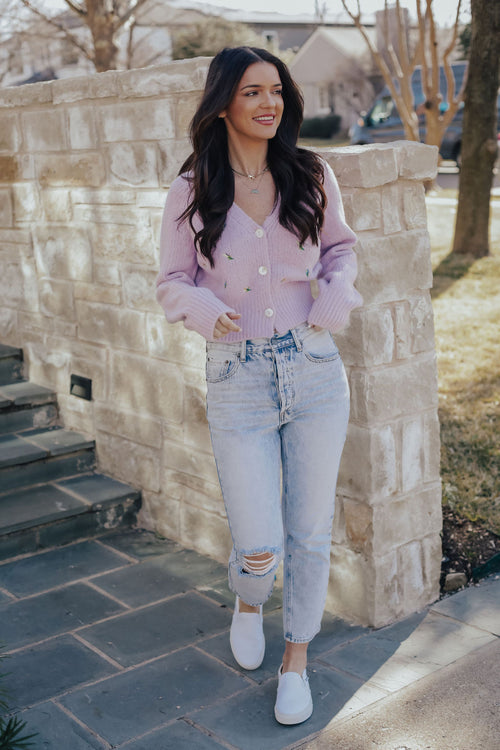 Purple Fuzzy Flower Cardigan