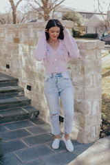 Purple Fuzzy Flower Cardigan