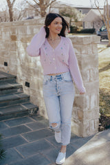 Purple Fuzzy Flower Cardigan