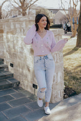 Purple Fuzzy Flower Cardigan