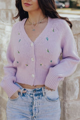 Purple Fuzzy Flower Cardigan