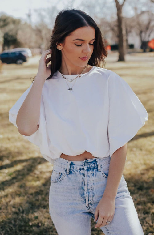 Balloon Crop Basic Tee (White)