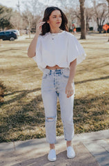 Balloon Crop Basic Tee (White)