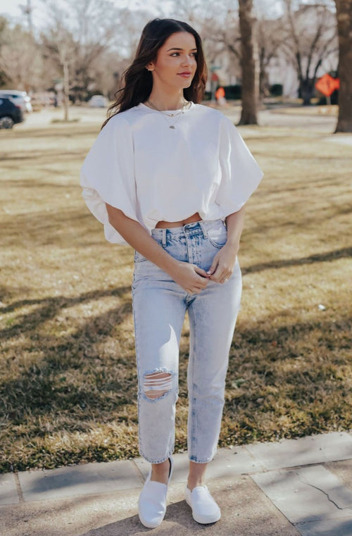 Balloon Crop Basic Tee (White)