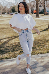 Balloon Crop Basic Tee (White)