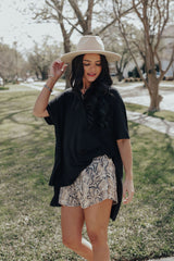 Split Side Tunic Top (BLACK)