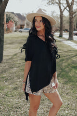 Split Side Tunic Top (BLACK)