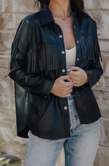 Faux Leather Fringe Shirt