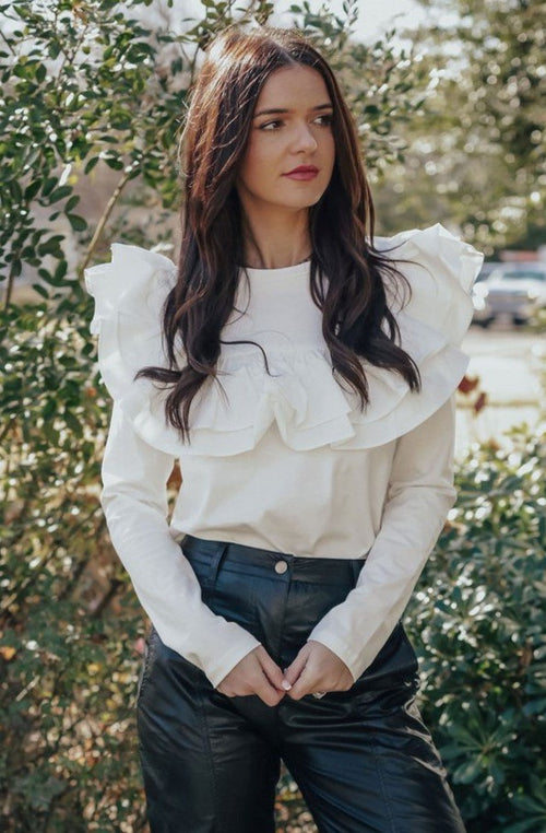 Daisy White Ruffle Top