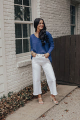Lace Up Back Sweater (BLUE/PURPLE)