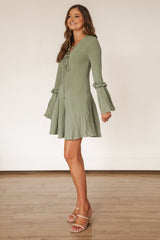 Bell Sleeve Sage Green Dress