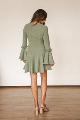 Bell Sleeve Sage Green Dress