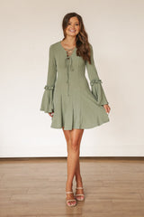 Bell Sleeve Sage Green Dress