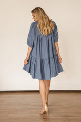 Nina Pocket Swing Dress (Blue)