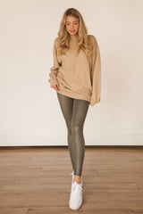 Oversized Nude Pocketed Sweatshirt