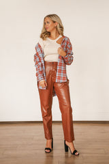 Faux Leather Jogger (BROWN)