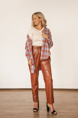 Faux Leather Jogger (BROWN)