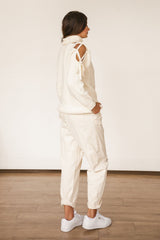Taupe Lace Sleeve Sweater - SMALL & LARGE LEFT