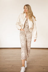 Leopard Print Twill Jumpsuit