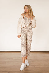 Leopard Print Twill Jumpsuit