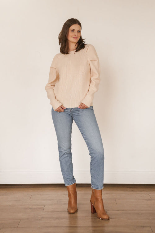 Rebekah Shoulder Puff Sleeve Sweater - LARGE LEFT