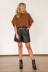 Leather Midi Short (BLACK)