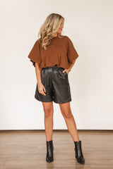 Leather Midi Short (BLACK)
