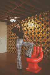 Pretty Plaid Flared Pants