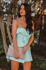 Mint Ruffle Romper - SMALL LEFT