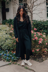 Jumpsuit and Cardigan Set (BLACK)
