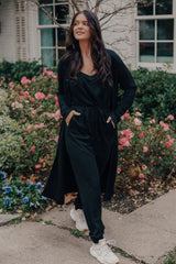 Jumpsuit and Cardigan Set (BLACK)