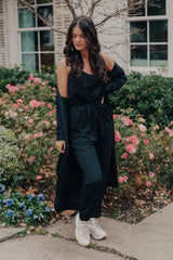 Jumpsuit and Cardigan Set (BLACK)