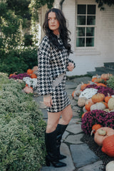 Houndstooth Puff Sleeve Set (SKIRT)