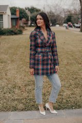 Serena Plaid Belted Blazer
