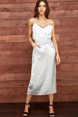Metallic Maxi Skirt (Silver)