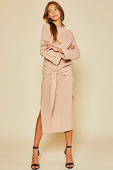 Front Tie Sweater Dress (Khaki)