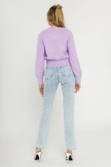 Purple Fuzzy Flower Cardigan