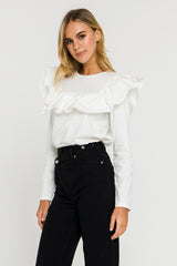 Daisy White Ruffle Top
