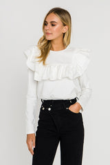 Daisy White Ruffle Top