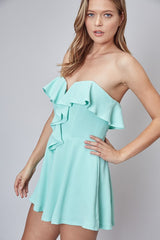 Mint Ruffle Romper - SMALL LEFT