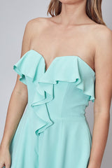 Mint Ruffle Romper - SMALL LEFT